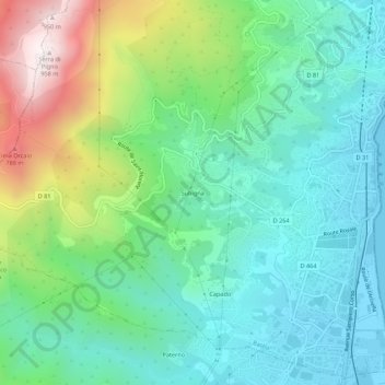 Mappa topografica Subigna, altitudine, rilievo