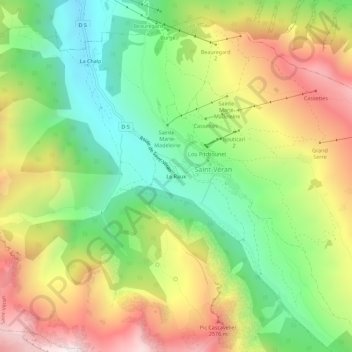 Mappa topografica Le Raux, altitudine, rilievo