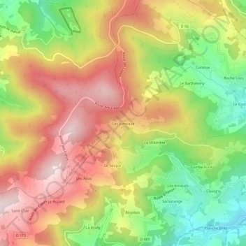 Mappa topografica Les Jumeaux, altitudine, rilievo