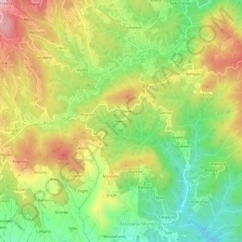 Mappa topografica Rigozzo, altitudine, rilievo