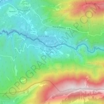 Mappa topografica Veaux, altitudine, rilievo