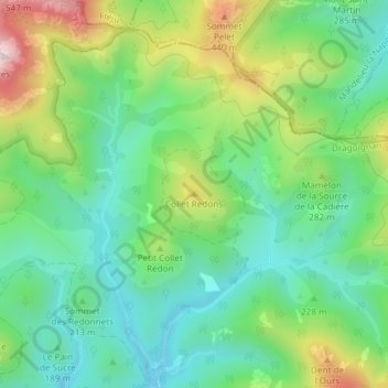 Mappa topografica Collet Redons, altitudine, rilievo