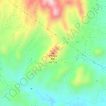 Mappa topografica Penya Alta, altitudine, rilievo
