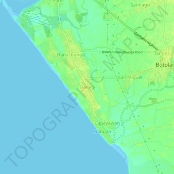 Mappa topografica Beneg, altitudine, rilievo
