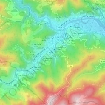 Mappa topografica Roche Chevillère, altitudine, rilievo