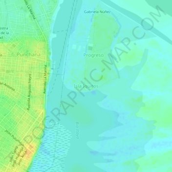 Mappa topografica Isla Iquitos, altitudine, rilievo
