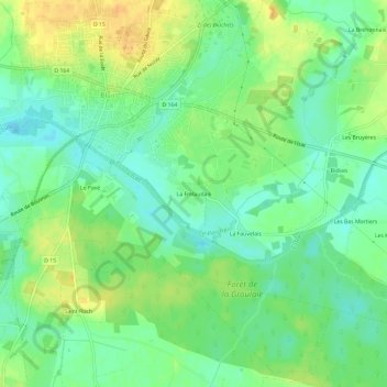 Mappa topografica La Frelaudais, altitudine, rilievo