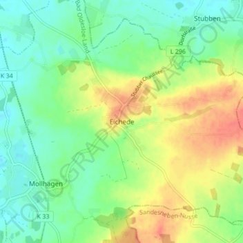 Mappa topografica Eichede, altitudine, rilievo