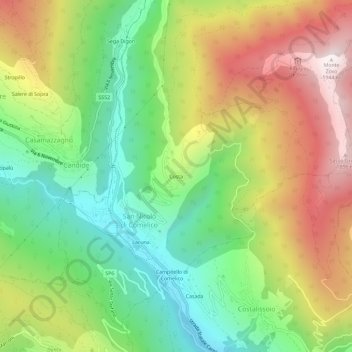 Mappa topografica Costa, altitudine, rilievo