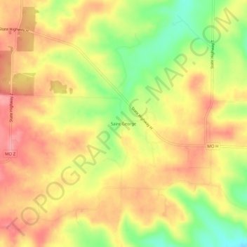 Mappa topografica Saint George, altitudine, rilievo