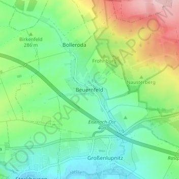 Mappa topografica Beuernfeld, altitudine, rilievo