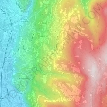 Mappa topografica Cortesano, altitudine, rilievo