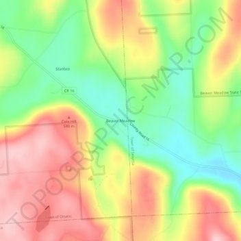 Mappa topografica Beaver Meadow, altitudine, rilievo