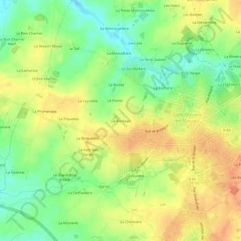 Mappa topografica Le Bordage, altitudine, rilievo