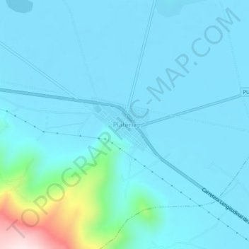 Mappa topografica Plateria, altitudine, rilievo