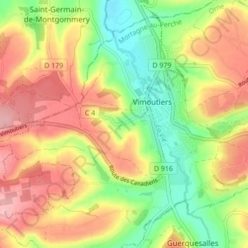 Mappa topografica La Hunière, altitudine, rilievo