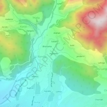 Mappa topografica Hachher, altitudine, rilievo