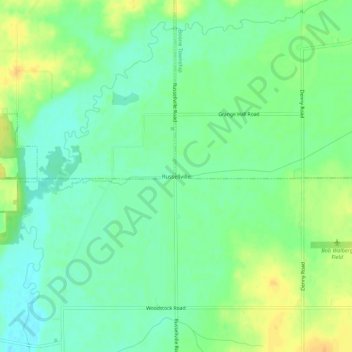 Mappa topografica Russellville, altitudine, rilievo