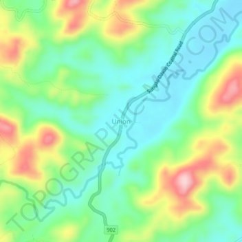 Mappa topografica Union, altitudine, rilievo