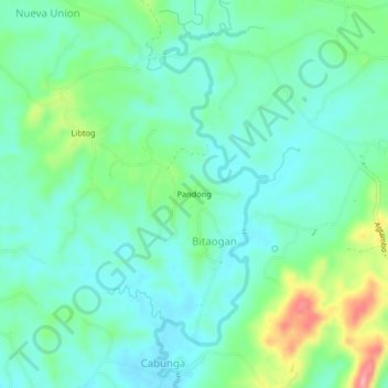Mappa topografica Pandong, altitudine, rilievo