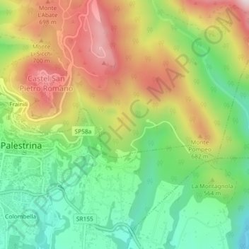 Mappa topografica Campagnano, altitudine, rilievo
