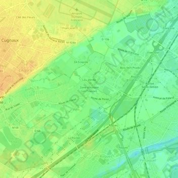 Mappa topografica Zone d'Activité Les Pousses, altitudine, rilievo