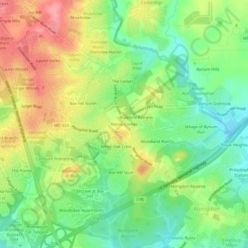 Mappa topografica Norris Corner, altitudine, rilievo
