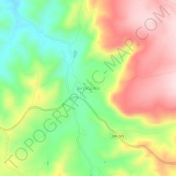 Mappa topografica Termópolis, altitudine, rilievo