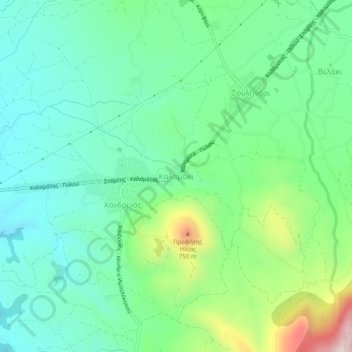 Mappa topografica Καλαμάκι, altitudine, rilievo