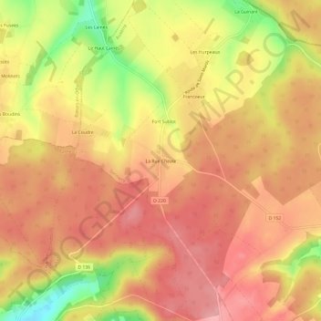 Mappa topografica La Rue Chevre, altitudine, rilievo