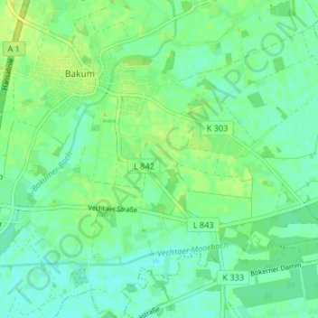 Mappa topografica Elmelage, altitudine, rilievo