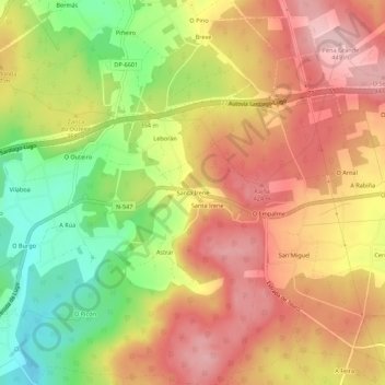 Mappa topografica Santa Irene, altitudine, rilievo