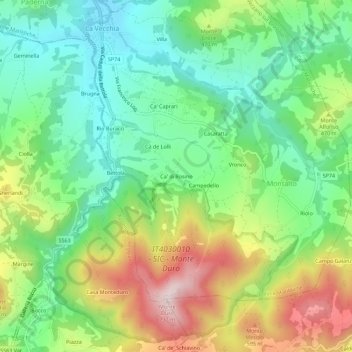 Mappa topografica Ca' di Rosino, altitudine, rilievo