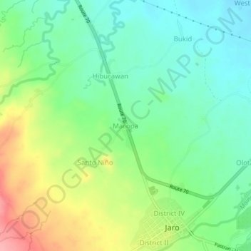 Mappa topografica Macopa, altitudine, rilievo