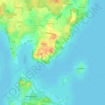 Mappa topografica Aisching, altitudine, rilievo
