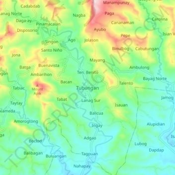 Mappa topografica Tubungan, altitudine, rilievo