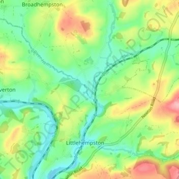 Mappa topografica Hemsford, altitudine, rilievo