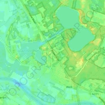 Mappa topografica Bosscherheide, altitudine, rilievo