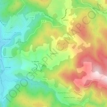 Mappa topografica Chagnon, altitudine, rilievo