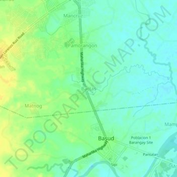 Mappa topografica Bactas, altitudine, rilievo