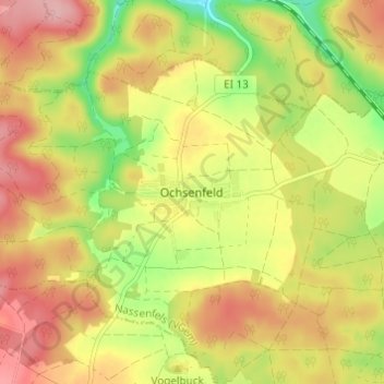 Mappa topografica Ochsenfeld, altitudine, rilievo