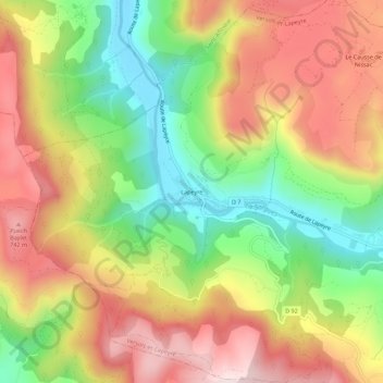 Mappa topografica Lapeyre, altitudine, rilievo