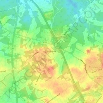 Mappa topografica Robertsville, altitudine, rilievo