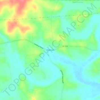 Mappa topografica Wiseman, altitudine, rilievo