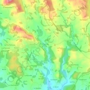Mappa topografica La Gane de Turle, altitudine, rilievo