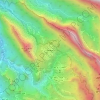 Mappa topografica Aurère, altitudine, rilievo