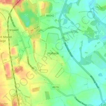 Mappa topografica Holbeck, altitudine, rilievo