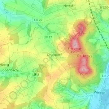 Mappa topografica Draisdorf, altitudine, rilievo