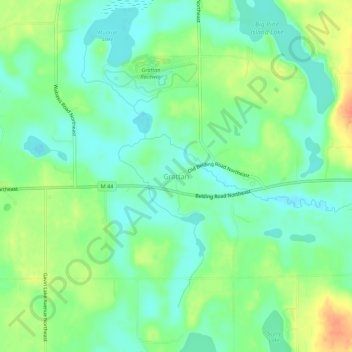 Mappa topografica Grattan, altitudine, rilievo
