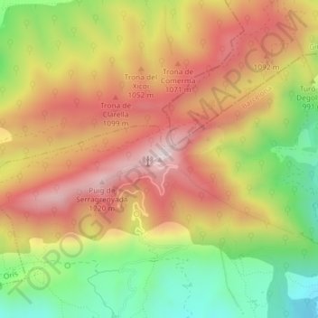 Mappa topografica Bellmunt, altitudine, rilievo